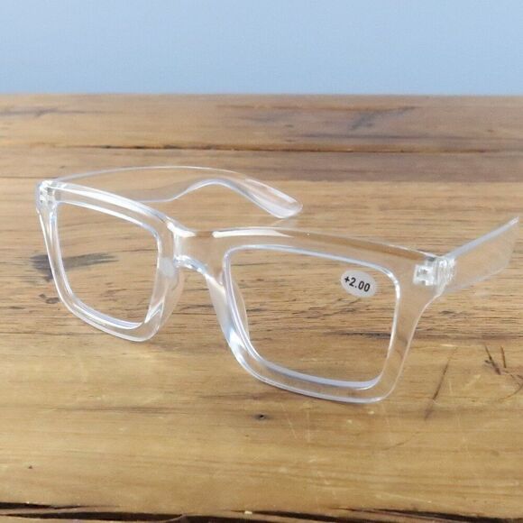 RETRO TRENDY CLEAR WHITE READER GLASSES +1.75 NWT - Picture 1 of 4